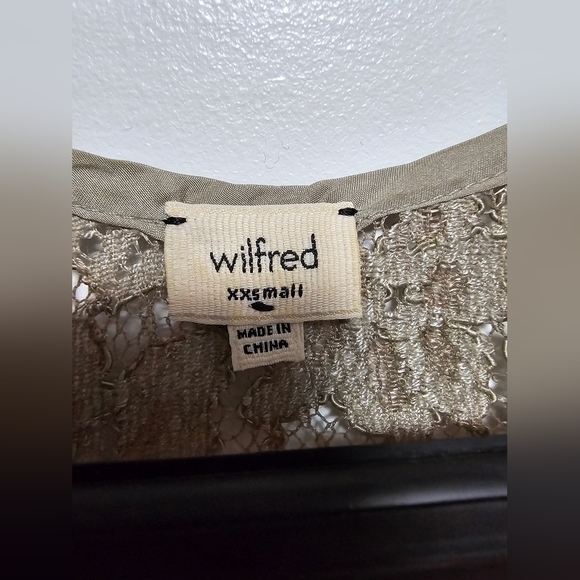 Wilfred | Aritzia Olive Green- Silk Mesh Floral Lace Tank Top Size XXS - Picture 3 of 4